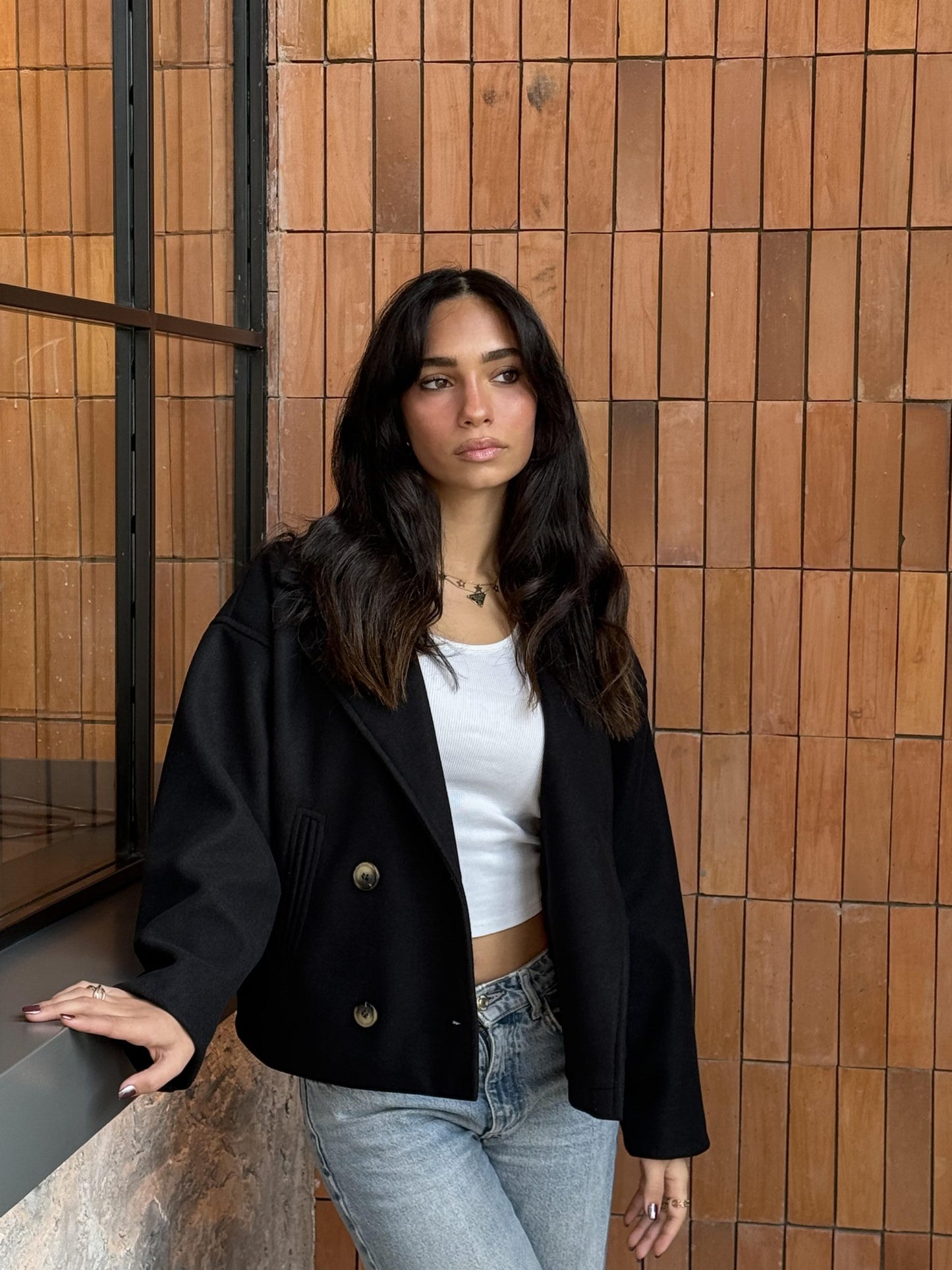 double breasted jacket Black, XL