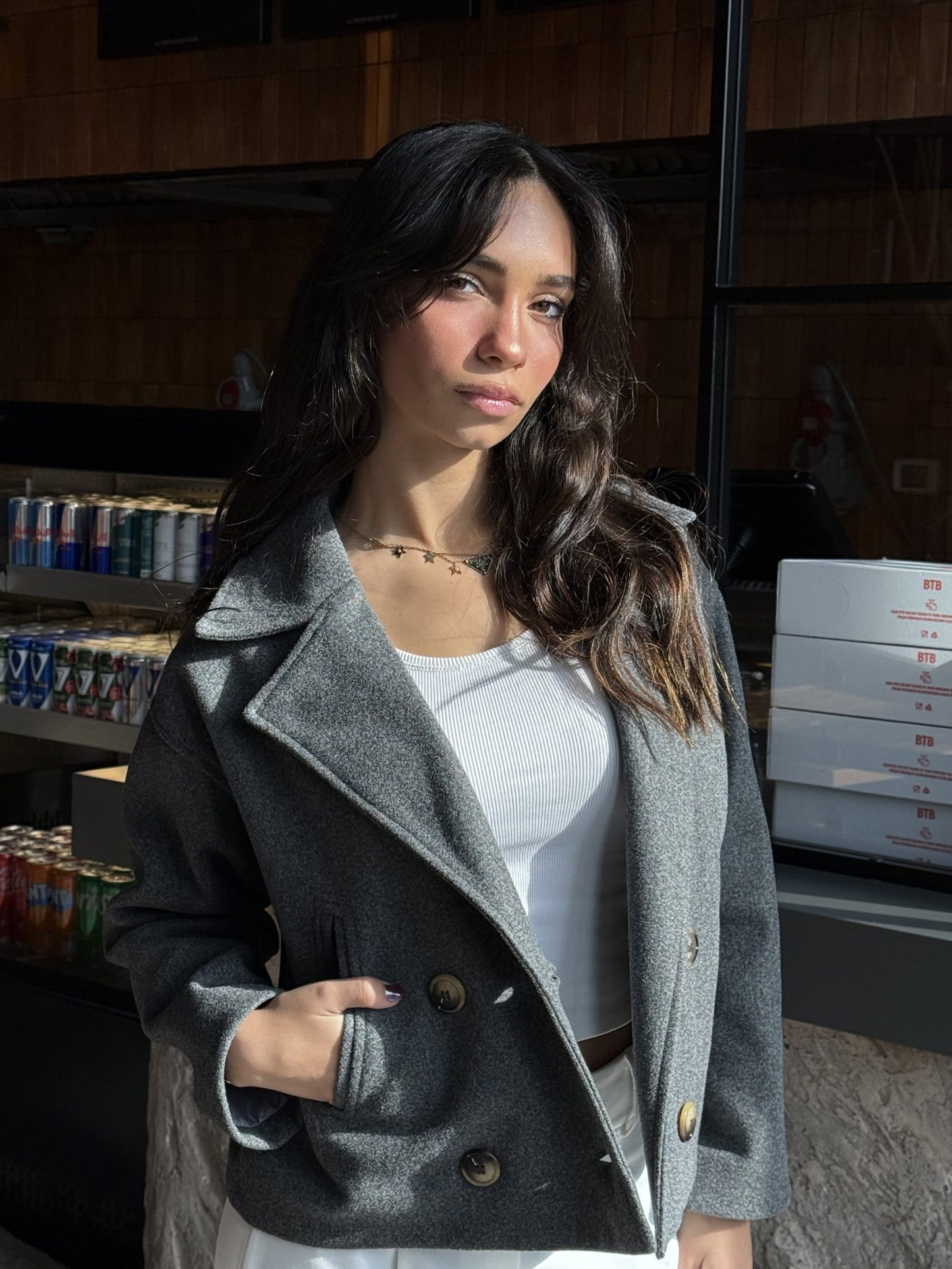 double breasted jacket Gray, XL